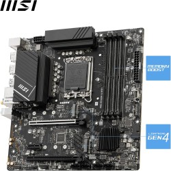 MSI PRO B760M-A WIFI Carte Mère, Micro-ATX - Pour Processeurs Intel Core 14e, 13e & 12e Génération, LGA 1700 - DDR5 Memory Boost