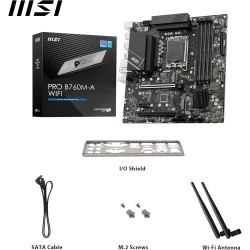 MSI PRO B760M-A WIFI Carte Mère, Micro-ATX - Pour Processeurs Intel Core 14e, 13e & 12e Génération, LGA 1700 - DDR5 Memory Boost