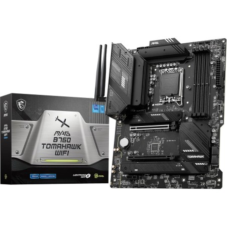 MSI MAG B760 TOMAHAWK WIFI Carte Mère, ATX - Pour Processeurs Intel Core 14e, 13e & 12e Génération, LGA 1700 - VRM 75A DrMOS, DD