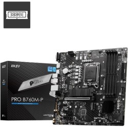 MSI PRO B760M-P Carte Mère, Micro-ATX - Pour Processeurs Intel Core 14e, 13e & 12e Génération, LGA 1700 - DDR5 Memory Boost 6800