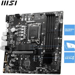 MSI PRO B760M-P Carte Mère, Micro-ATX - Pour Processeurs Intel Core 14e, 13e & 12e Génération, LGA 1700 - DDR5 Memory Boost 6800