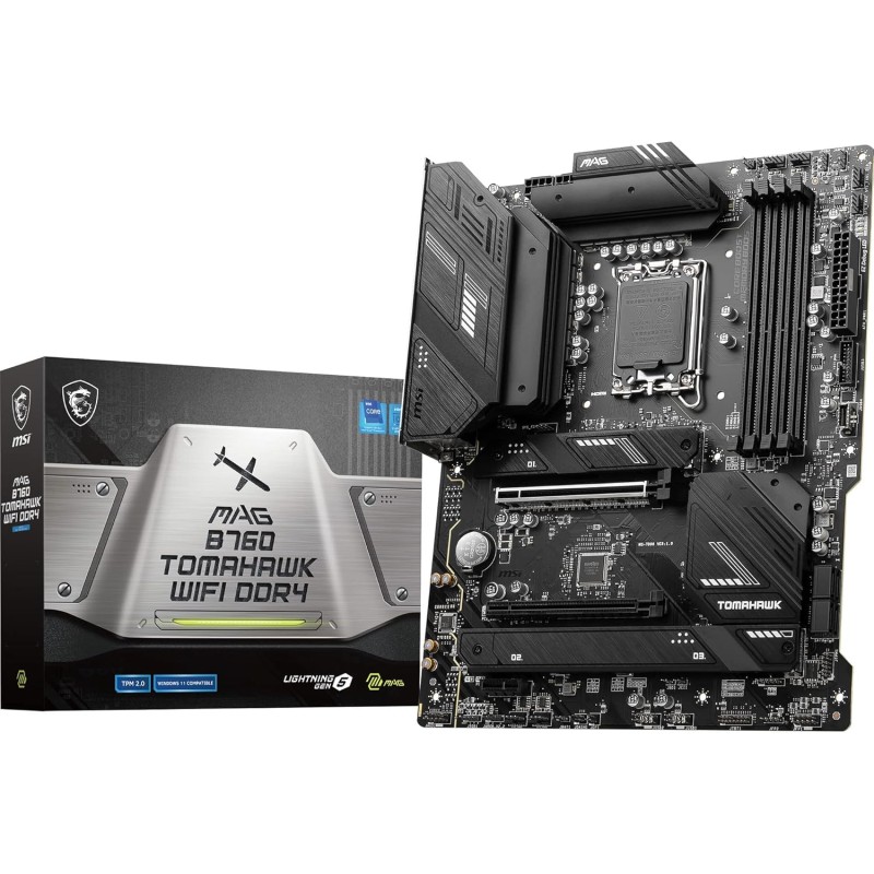 MSI MAG B760 TOMAHAWK WIFI DDR4 Carte Mère, ATX - Pour Processeurs Intel Core 14e, 13e & 12e Génération, LGA 1700 - VRM 75A DrMO