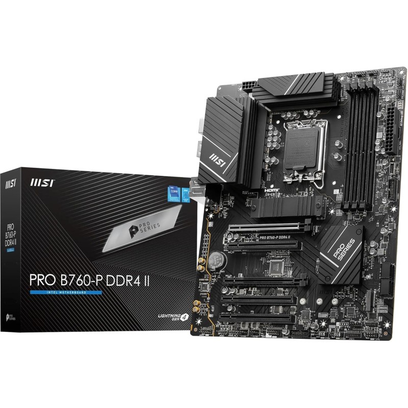 MSI PRO B760-P DDR4 II Carte Mère, Micro-ATX - Pour Processeurs Intel Core 14e, 13e & 12e Génération, LGA 1700 - DDR4 Memory Boo