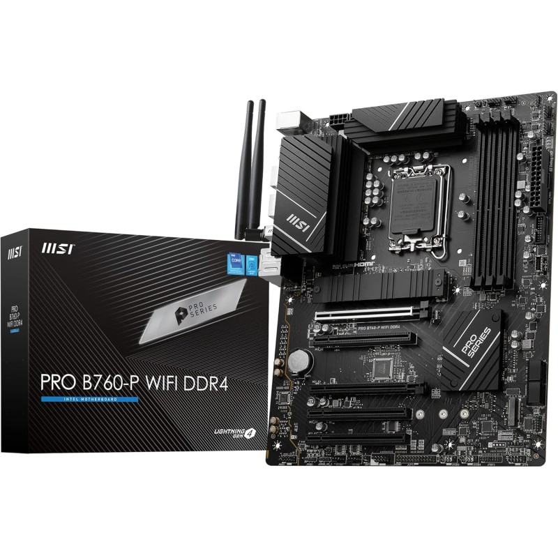 MSI PRO B760-P WIFI DDR4 Carte Mère, ATX - Pour Processeurs Intel Core 14e, 13e & 12e Génération, LGA 1700 - DDR4 Memory Boost 5