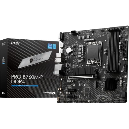 MSI PRO B760M-P DDR4 Carte Mère, Micro-ATX - Pour Processeurs Intel Core 14e, 13e & 12e Génération, LGA 1700 - DDR4 Memory Boost