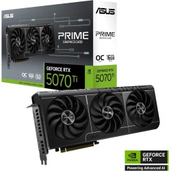 Asus Prime GeForce RTX 5070 Ti 16GB GDDR7 OC Edition – Carte Graphique (PCIe 5.0, HDMI, Display 2.1, 2.5 Slot, Ventilateurs axia