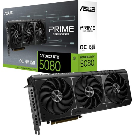 Asus Prime GeForce RTX 5080 OC Edition 16GB OC Edition – Carte Graphique (PCIe 5.0, HDMI, Display 2.1, 2.5 Slot, Ventilateurs ax