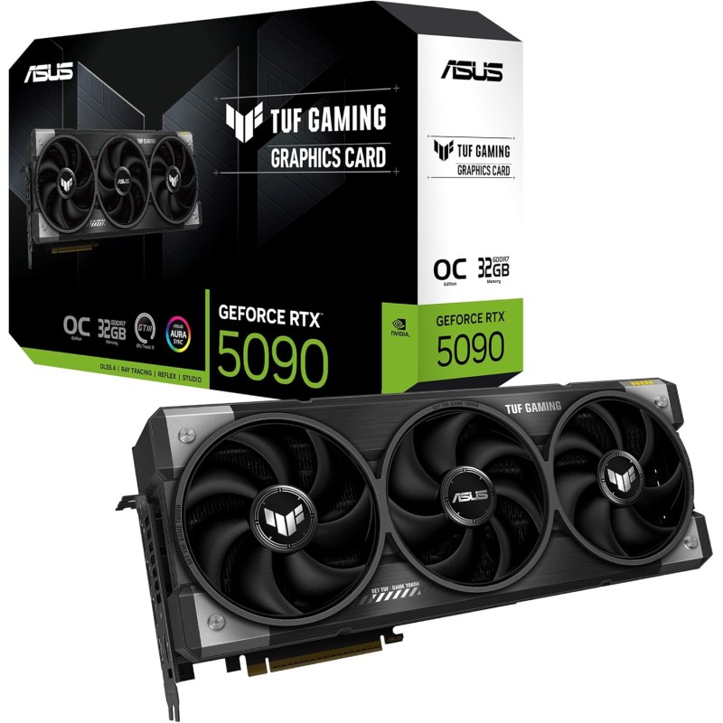 Asus TUF Gaming GeForce RTX 5090 32GB GDDR7 OC Edition – Carte Graphique Gaming (PCIe 5.0, HDMI, Display 2.1, 3.6 Slot, Ventilat