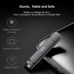 SSK SSD Externe 128GO Disque Portable SSD Cle USB 3.2 Gen 2 Jusqu'à 550 Mo/s, 2 en 1 OTG Solid State Drive 128 GO Double Clé USB