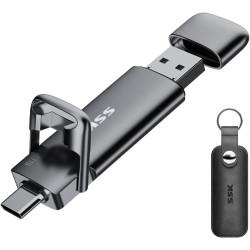 SSK SSD Externe 1TO Disque Portable SSD Cle USB 3.2 Gen 2 Jusqu'à 550 Mo/s, 2 en 1 OTG Solid State Drive 1 to Double Clé USB A &