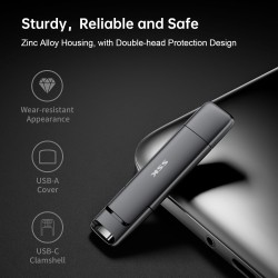 SSK SSD Externe 2To Disque Portable SSD Cle USB 3.2 Gen 2 Jusqu'à 550 Mo/s, 2 en 1 OTG Solid State Drive 2 to Double Clé USB A &