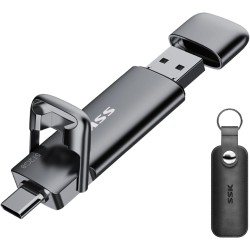 SSK SSD Externe 512GO Disque Portable SSD Cle USB 3.2 Gen 2 Jusqu'à 550 Mo/s, 2 en 1 OTG Solid State Drive 512 GO Double Clé USB