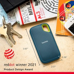 SanDisk Extreme Disque SSD Externe 1 To (Portable NVMe SSD, jusqu'à 1050 Mo/s en lecture, 1000 Mo/s en écriture, USB-C, Résistan