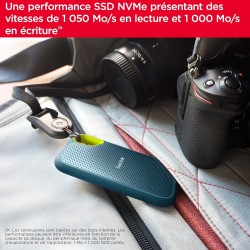SanDisk Extreme Disque SSD Externe 1 To (Portable NVMe SSD, jusqu'à 1050 Mo/s en lecture, 1000 Mo/s en écriture, USB-C, Résistan