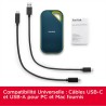 SanDisk Extreme Pro Disque SSD Portable 1 to (Jusqu’à 2 000 Mo/s en Lecture/écriture, chiffrement matériel AES 256 Bits, Protect