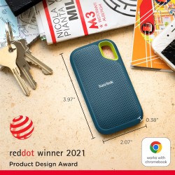 SanDisk Extreme Disque SSD Externe 2 To (Portable NVMe SSD, jusqu'à 1050 Mo/s en lecture, 1000 Mo/s en écriture, USB-C, Résistan