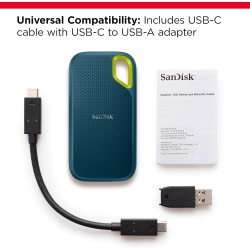 SanDisk Extreme Disque SSD Externe 2 To (Portable NVMe SSD, jusqu'à 1050 Mo/s en lecture, 1000 Mo/s en écriture, USB-C, Résistan