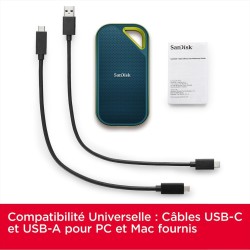 SanDisk Extreme Pro Disque SSD Portable 4 to (Jusqu’à 2 000 Mo/s en Lecture/écriture, chiffrement matériel AES 256 Bits, Protect