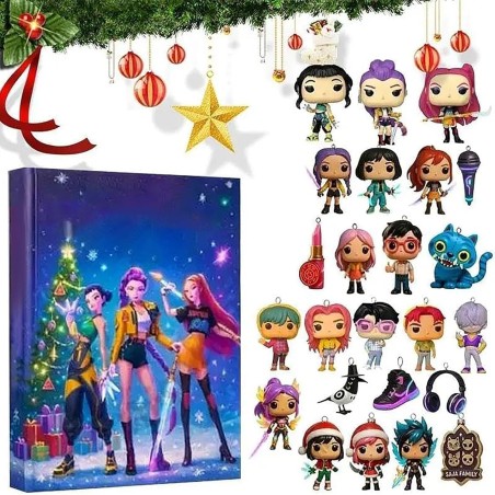 𝐊-𝐏𝐎𝐏 𝐃emon 𝐇un-ters Calendrier de l’Avent 2025 | 24 pièces Ornement de Noël Mignons Hun-trix & Saja-Boys - l'Avent de k-P0p Dem
