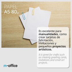 Pack de feuilles A5 80 g, pack de 500 feuilles, papier multifonction pour imprimante jet d'encre et laser, feuilles A5 148 x 210