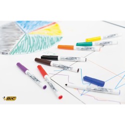 BIC Velleda 1741 Feutres pour Tableau Blanc Effaçables à Sec (Parfait pour l'Ecole et au Bureau / Pointe Conique Moyenne) - Coul