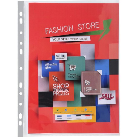 Exacompta - Réf. 56634E - Carton de 5 sachets de 10 Pochettes perforées Premium - PP lisse 14/100ème - Perforation universelle 1