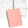 POPRUN Agenda Scolaire 2026 Semainier 22 x 16,5 cm - Couverture Souple en PU Cuir Spirale, Vertical Planner, D'Jan 2026 à Déc 20