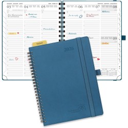 POPRUN Agenda 2026 Semainier 22 x 16,5 cm - Couverture Souple en PU Cuir Spirale, Vertical Planner, D'Jan 2026 à Déc 2026-12 Moi
