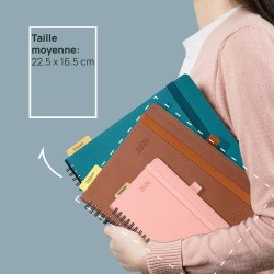 POPRUN Agenda 2026 Semainier 22 x 16,5 cm - Couverture Souple en PU Cuir Spirale, Vertical Planner, D'Jan 2026 à Déc 2026-12 Moi