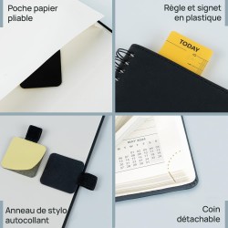 POPRUN Agenda 2026 Semainier 22 x 16,5 cm - Couverture Souple en PU Cuir Spirale, Vertical Planner, D'Jan 2026 à Déc 2026-12 Moi