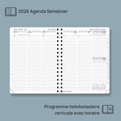 POPRUN Agenda 2026 Semainier 22 x 16,5 cm - Couverture Souple en PU Cuir Spirale, Planificateur Journalier Vertical, D'Jan 2026 