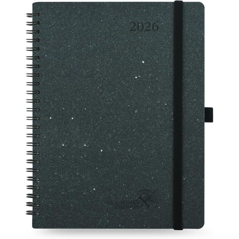 POPRUN Agenda 2026 Semainier Vertical 22 x 16,5 cm - Couverture rigide Spirale Écologique biodégradable, D'Jan 2026 à Déc 2026, 