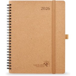 POPRUN Agenda 2026 Semainier Vertical 22 x 16,5 cm - Couverture rigide Spirale Écologique biodégradable, D'Jan 2026 à Déc 2026, 