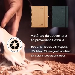 POPRUN Agenda 2026 Semainier Vertical 22 x 16,5 cm - Couverture rigide Spirale Écologique biodégradable, D'Jan 2026 à Déc 2026, 