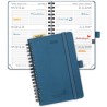POPRUN Agenda de Poche 2026 A6 Semainier 16 x 10,5 cm - Couverture Souple en PU Cuir Spirale, Petit Agenda Scolaire, D'Jan 2026 