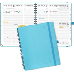 POPRUN Agenda Scolaire 2026 Semainier 26,5 x 21,5 cm - Couverture Souple en PU Cuir Spirale, Vertical Planner, D'Jan 2026 à Déc 