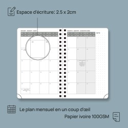 POPRUN Agenda de Poche 2026 A6 Semainier 16 x 10,5 cm - Couverture Souple en PU Cuir Spirale, Petit Agenda, D'Jan 2026 à Déc 202