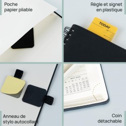 POPRUN Agenda de Poche 2026 A6 Semainier 16 x 10,5 cm - Couverture Souple en PU Cuir Spirale, Petit Agenda, D'Jan 2026 à Déc 202