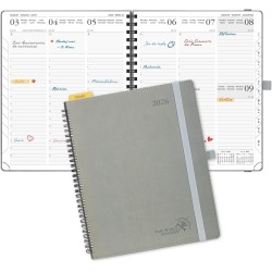 POPRUN Agenda Scolaire 2026 Semainier 26,5 x 21,5 cm - Couverture Souple en PU Cuir Spirale, Vertical Planner, D'Jan 2026 à Déc 
