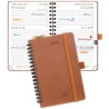 POPRUN Agenda de Poche 2026 A6 Semainier 16 x 10,5 cm - Couverture Souple en PU Cuir Spirale, Petit Agenda, D'Jan 2026 à Déc 202