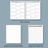 POPRUN Agenda 2026 Semainier 26,5 x 21,5 cm - Couverture Souple en PU Cuir Spirale, Vertical Planner, D'Jan 2026 à Déc 2026-12 M