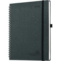 POPRUN Agenda 2026 Semainier Vertical 26,5 x 21,5 cm - Couverture rigide Spirale Écologique biodégradable, D'Jan 2026 à Déc 2026