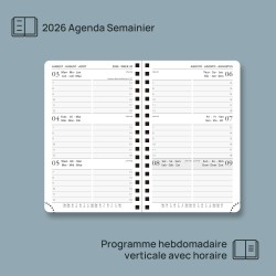 POPRUN Agenda de Poche 2026 A6 Semainier 16 x 10,5 cm - Couverture Souple en PU Cuir Spirale, Petit Agenda, D'Jan 2026 à Déc 202