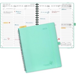 POPRUN Agenda 2026 Semainier 26,5 x 21,5 cm - Couverture Souple en PU Cuir Spirale, Vertical Planner, D'Jan 2026 à Déc 2026-12 M