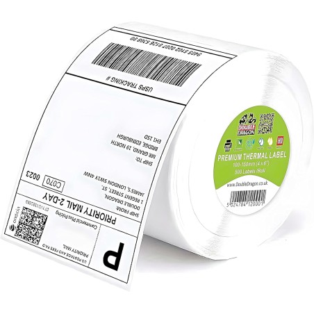 Double Dragon, Étiquette thermique autocollante Premium 100 x 150 mm (4" x 6") pour imprimantes Zebra, MUNBYN [1 rouleau - 500 é