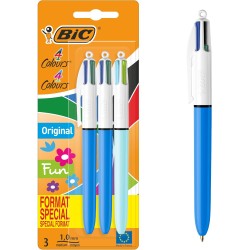 BIC 4 Couleurs Original et BIC 4 Couleurs Fun Stylos-Bille Rétractables à Pointes Moyennes (1,0 mm) - Blister Format Spécial de 