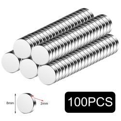 100 Pcs | 8x2mm Aimants Ronds Extrêmement Puissants, Petits Aimant Frigo Néodyme Puissants, Magnets Mini Aimants,pour Réfrigérat