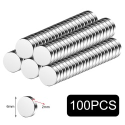 100 Pcs | 6x2mm Aimants Ronds Extrêmement Puissants, Petits Aimant Frigo Néodyme Puissants, Magnets Mini Aimants,pour Réfrigérat