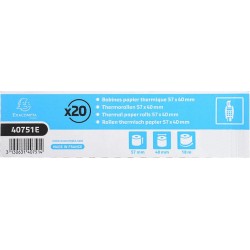 Exacompta - Réf. 40751E - Boîte de 20 bobines pour tickets de carte bancaire - largeur 57 mm x diamètre 40 mm - mandrin 12 mm - 