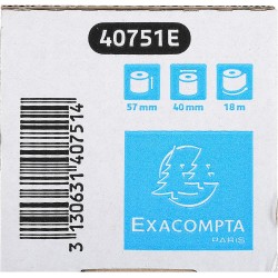 Exacompta - Réf. 40751E - Boîte de 20 bobines pour tickets de carte bancaire - largeur 57 mm x diamètre 40 mm - mandrin 12 mm - 
